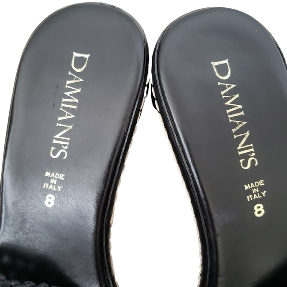 Damiani's Black Wedge Woven Top Slip On Sandals - Picture 7 of 11